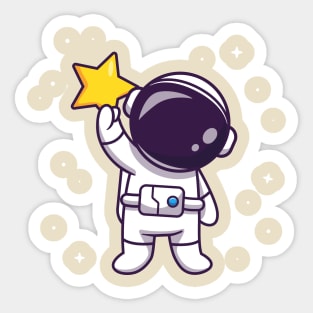 Cute Astronaut Holding Star Cartoon Sticker